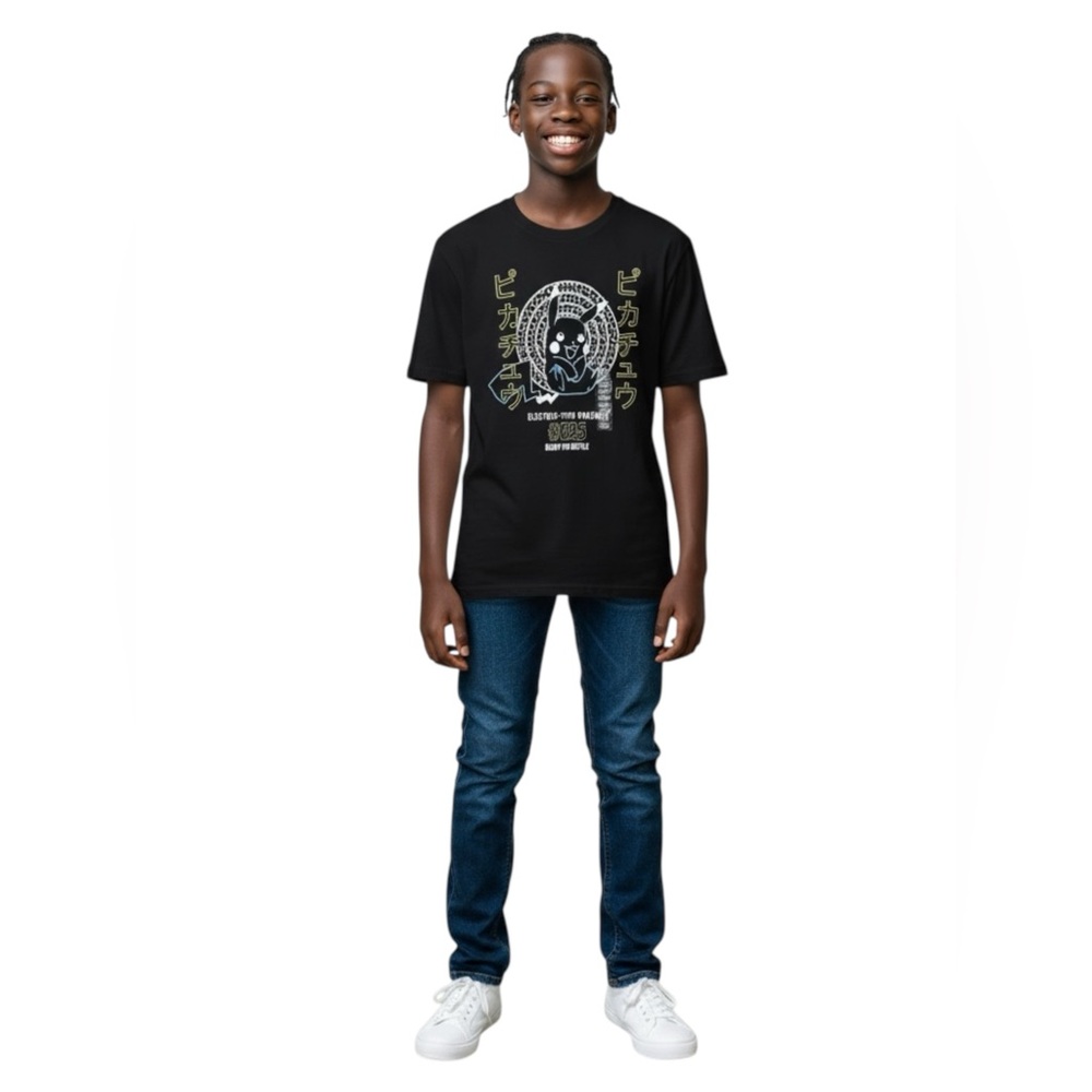 Pokémon Black Unisex Electric-Type Pokémon #025 Ready For Battle T-Shirt size M